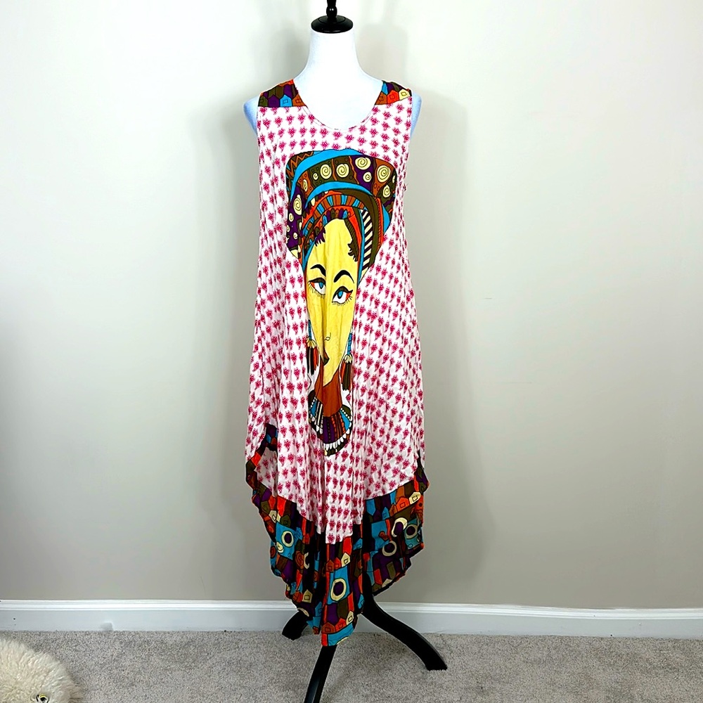 Beach Dresses Summer Round Neck Sleeveless Boho Dress Printed Dresses
one size